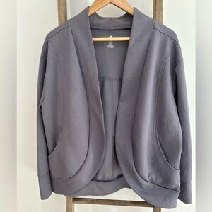 Apana Yoga Oslo Cardigan Pockets Open Front Venus Sky Gray Women’s Size S NWT